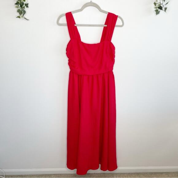 LULUS Bright Pink Sleeveless Midi Dress Size Small - Picture 1 of 8